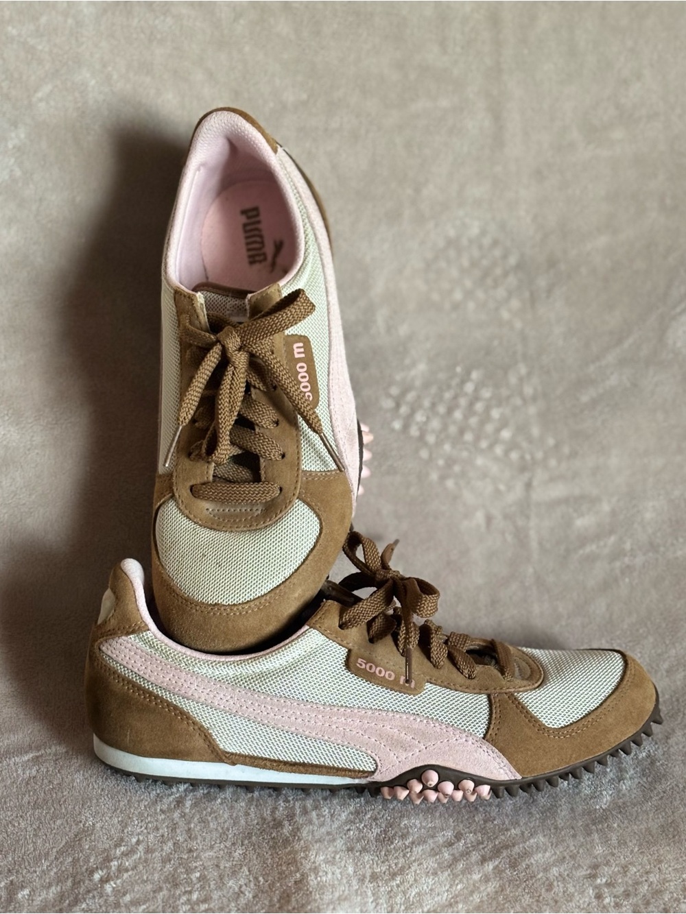 Puma Women's 5000 Brown and Pink Suede Mesh Sneakers 9 US